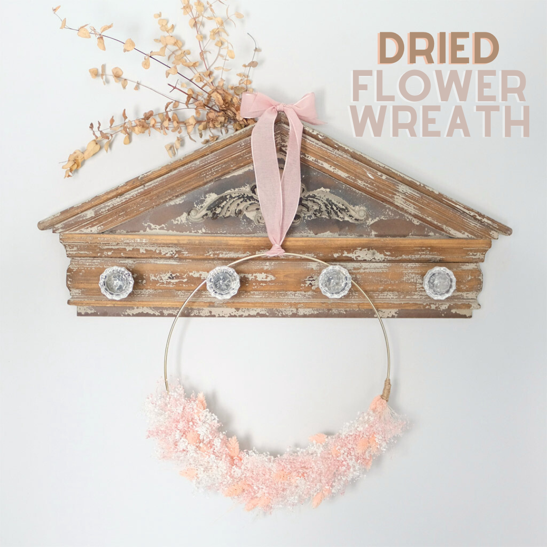 White & Pink Dried Flower Wreath, Valentine's Day Wreath, DIY Wreath
