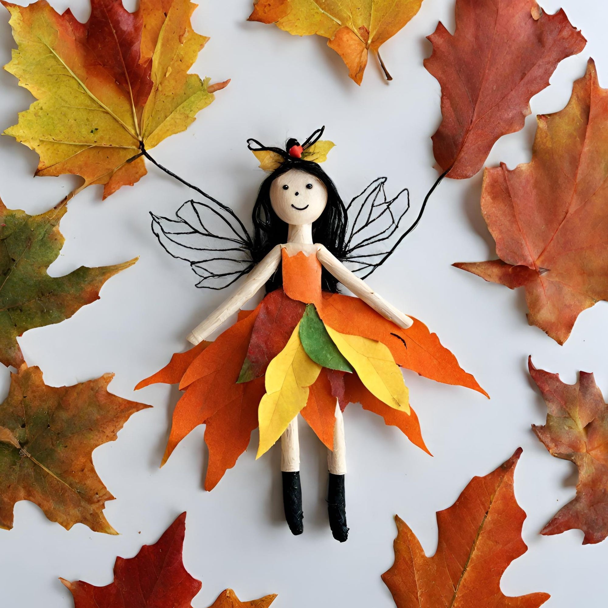 DIY Fall Fairy Craft with Leaf Dress, Fall Fairy for Kids, Craft with Leaves